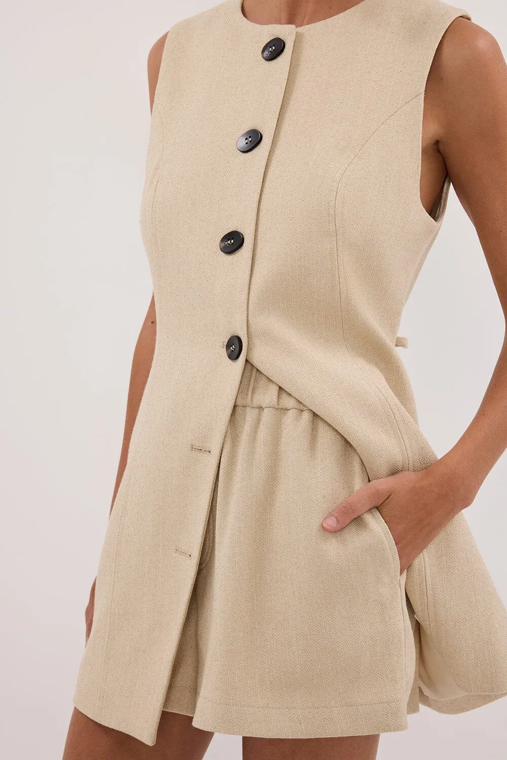 FRANKIE OAT TWEED ELASTIC SHORT