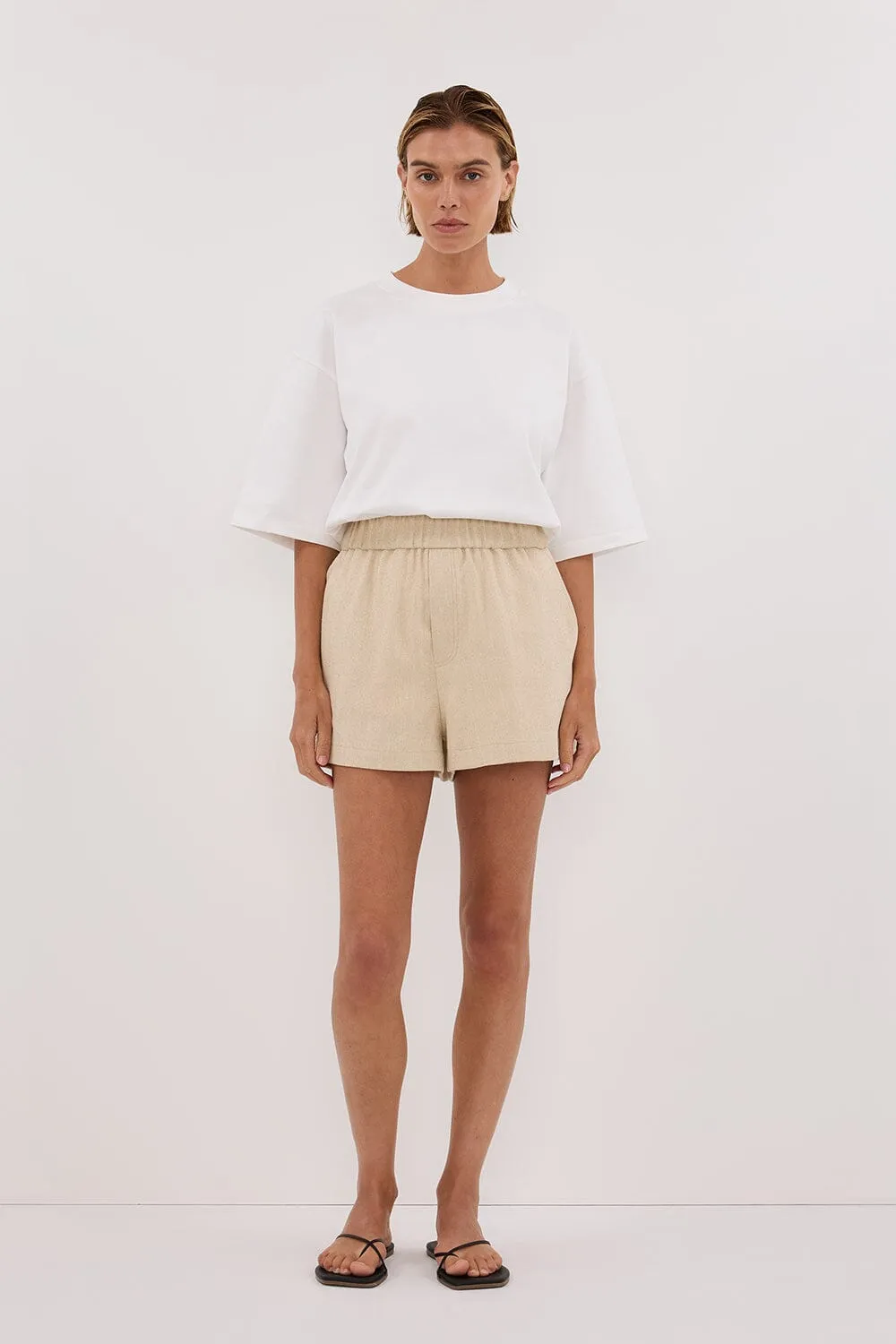 FRANKIE OAT TWEED ELASTIC SHORT