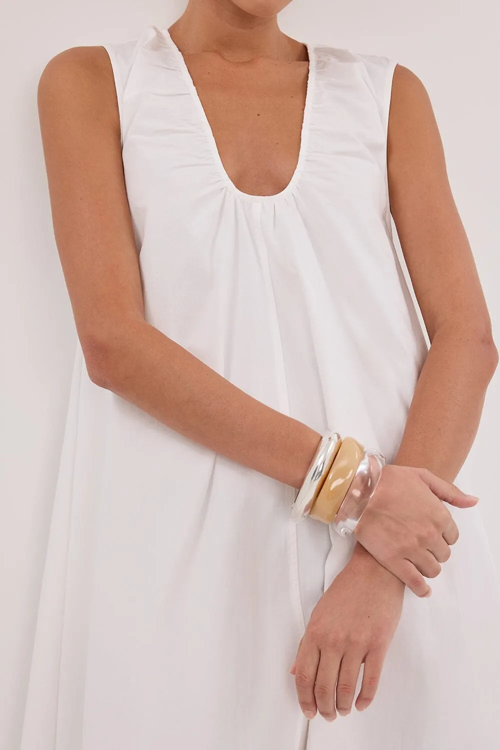 GABBY WHITE COTTON MIDI DRESS