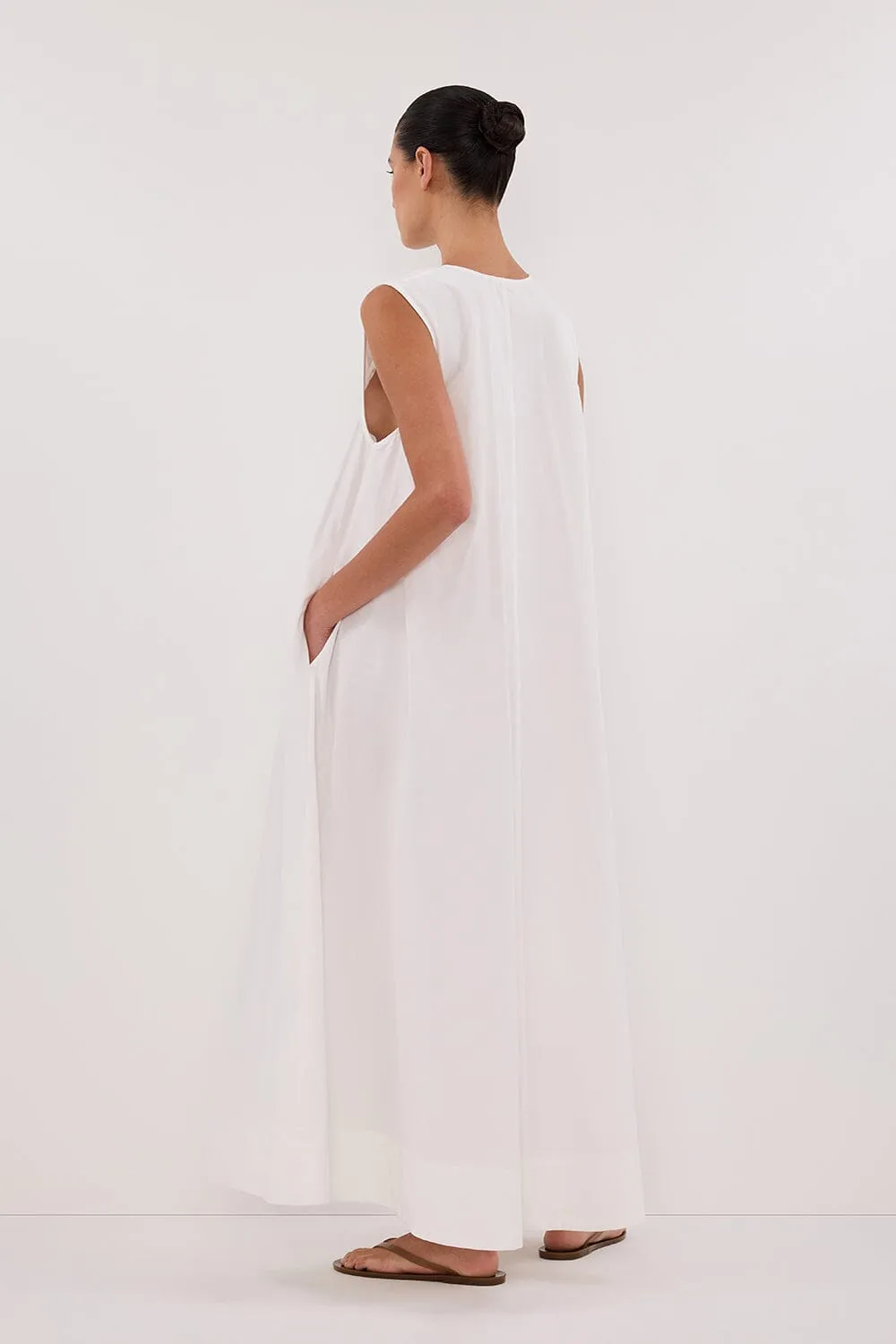 GABBY WHITE COTTON MIDI DRESS