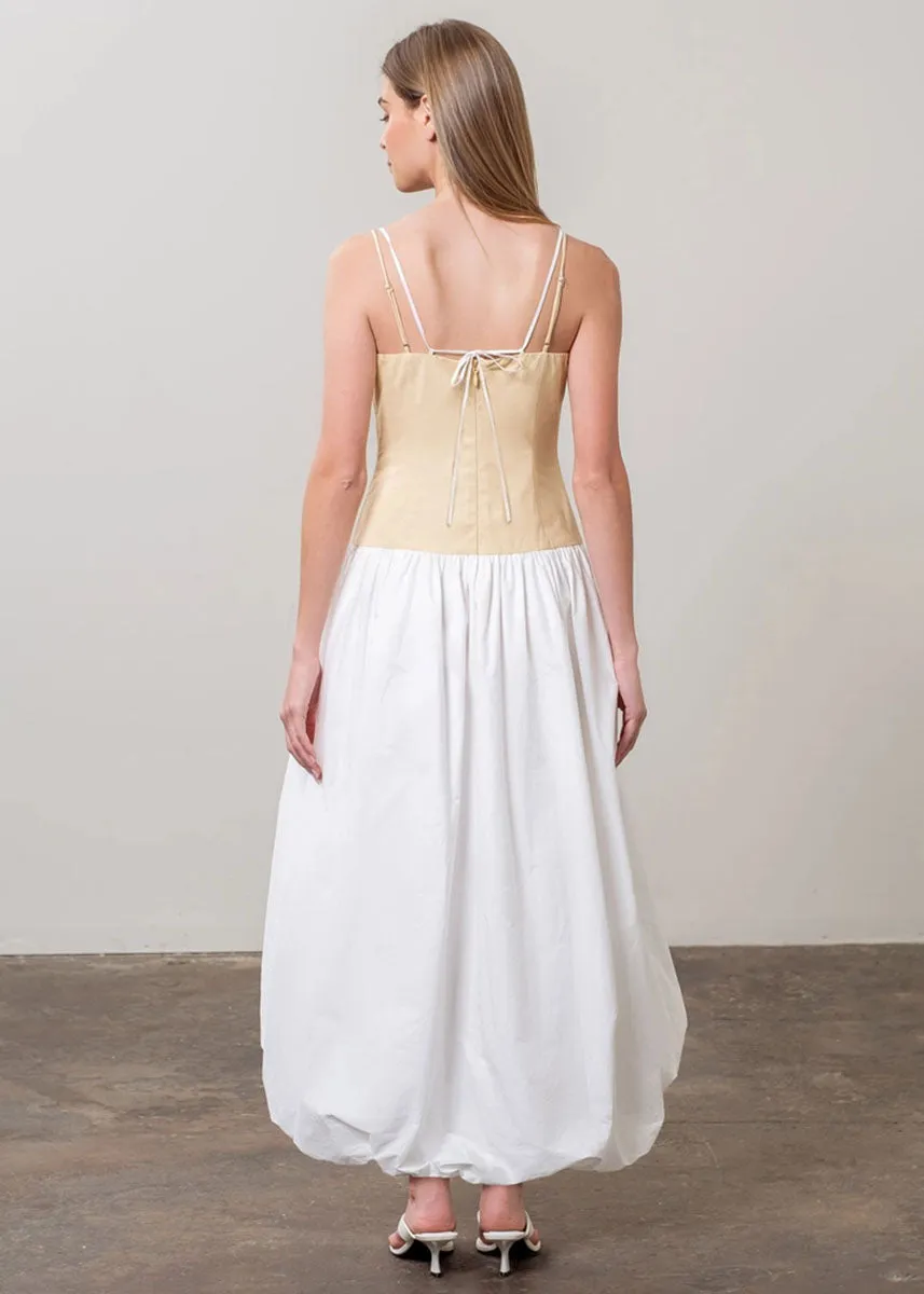 Georgie Sleeveless Two-Tone Midi Dress - Ivory