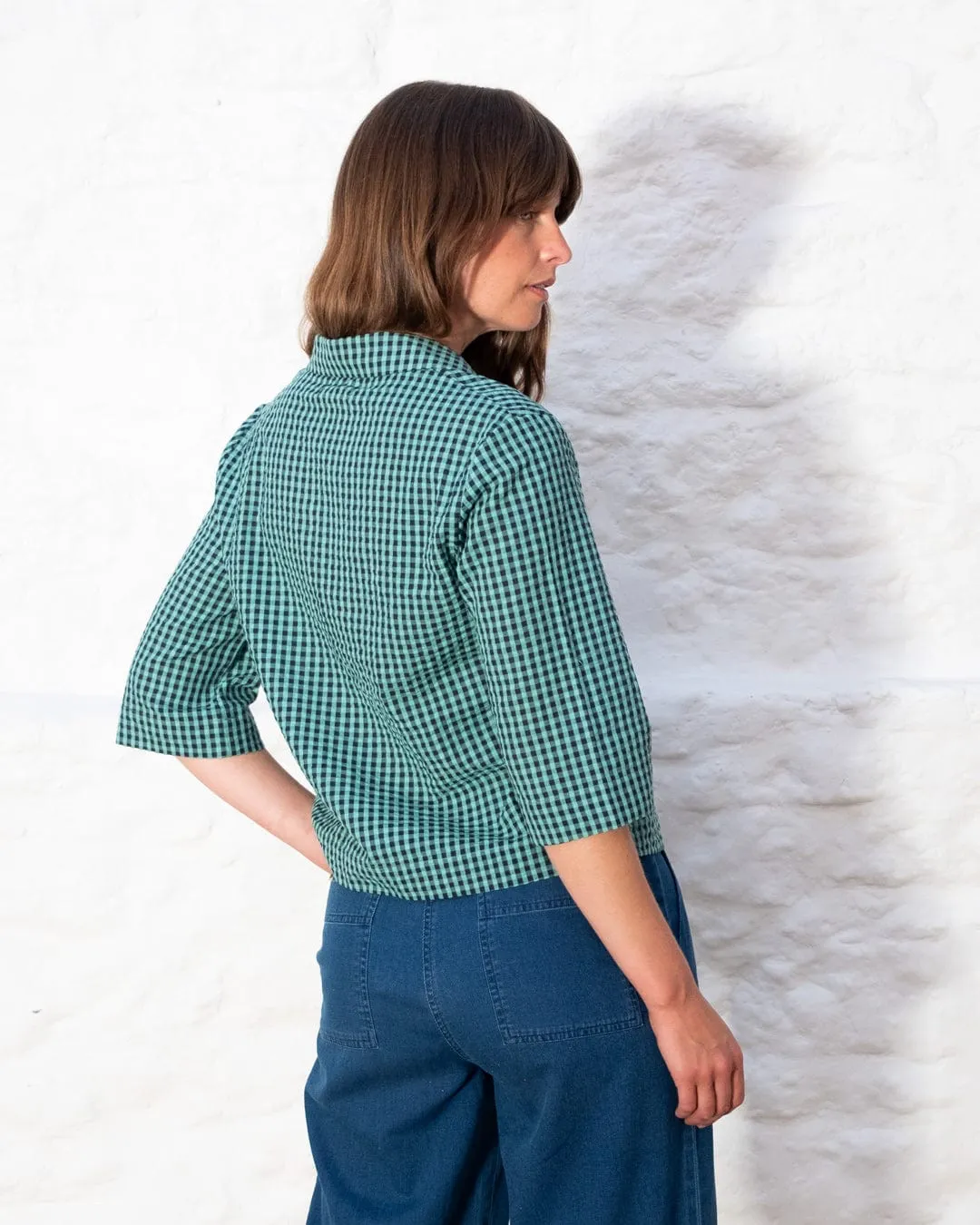 Gina Women's Cotton Casual Shirt | Duck Egg Gingham