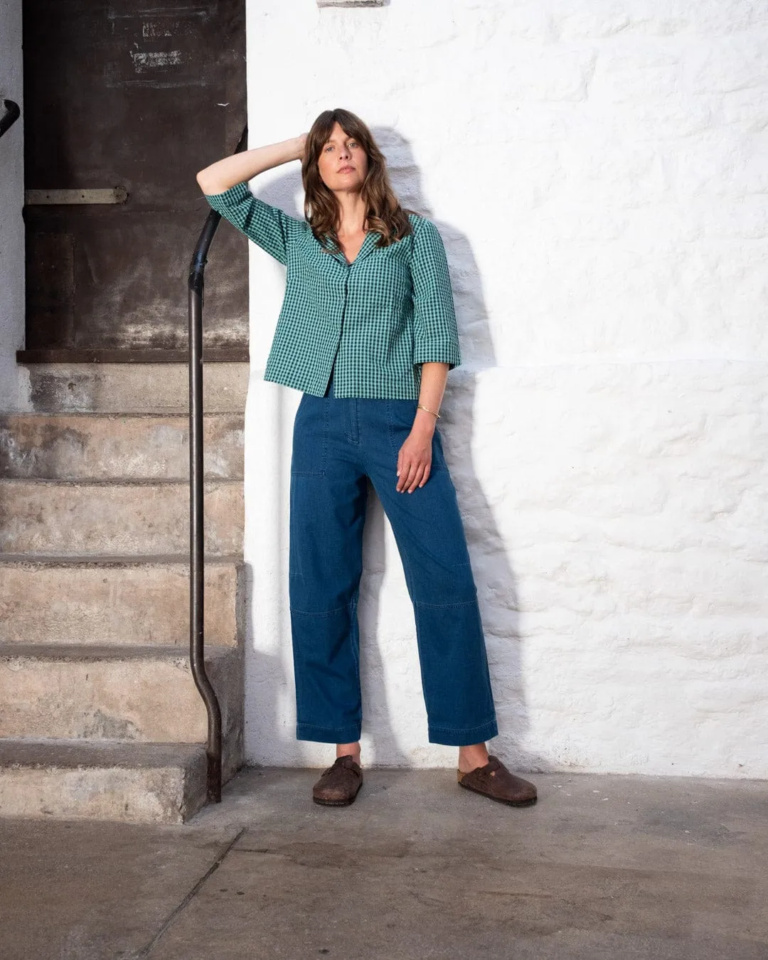 Gina Women's Cotton Casual Shirt | Duck Egg Gingham