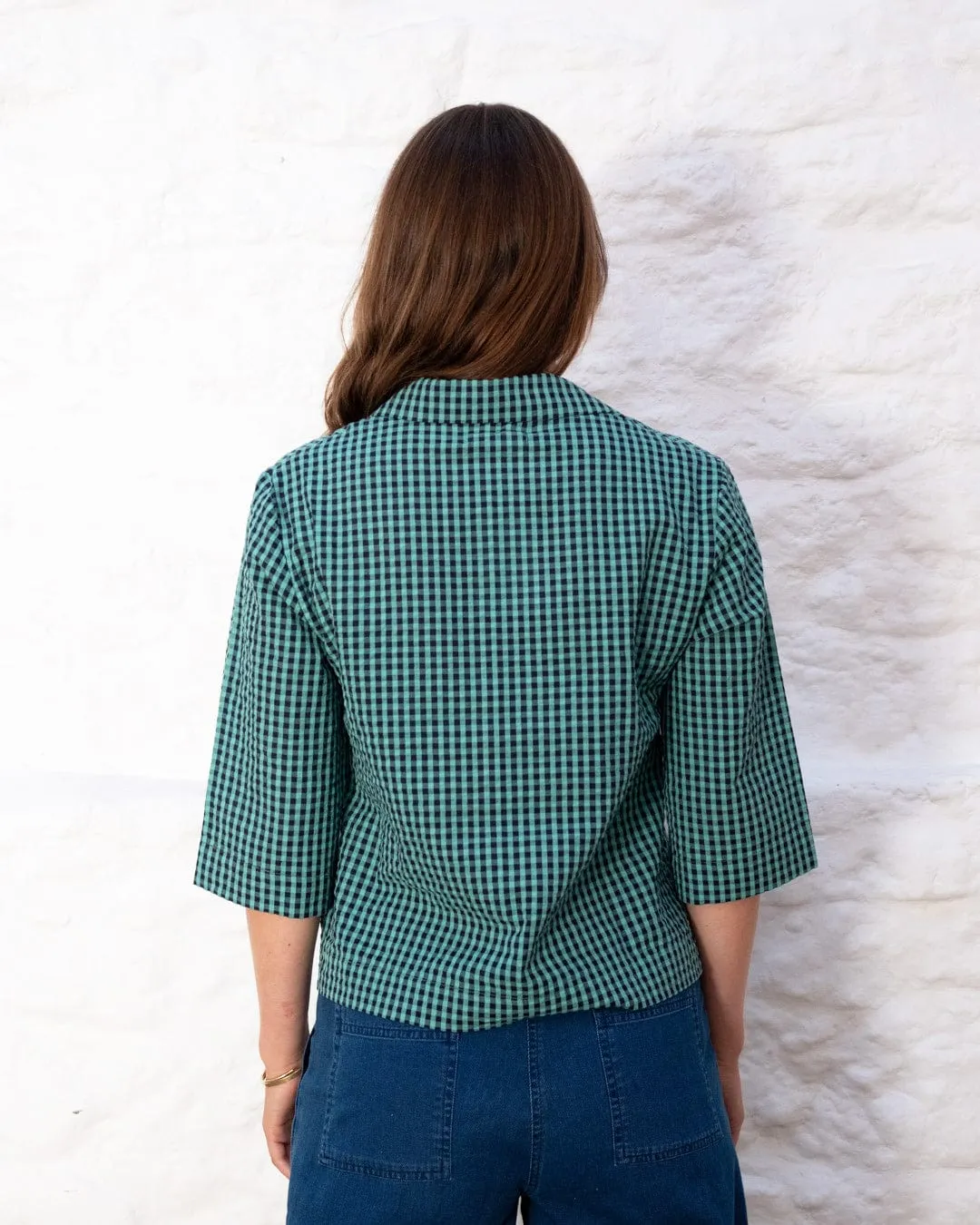 Gina Women's Cotton Casual Shirt | Duck Egg Gingham