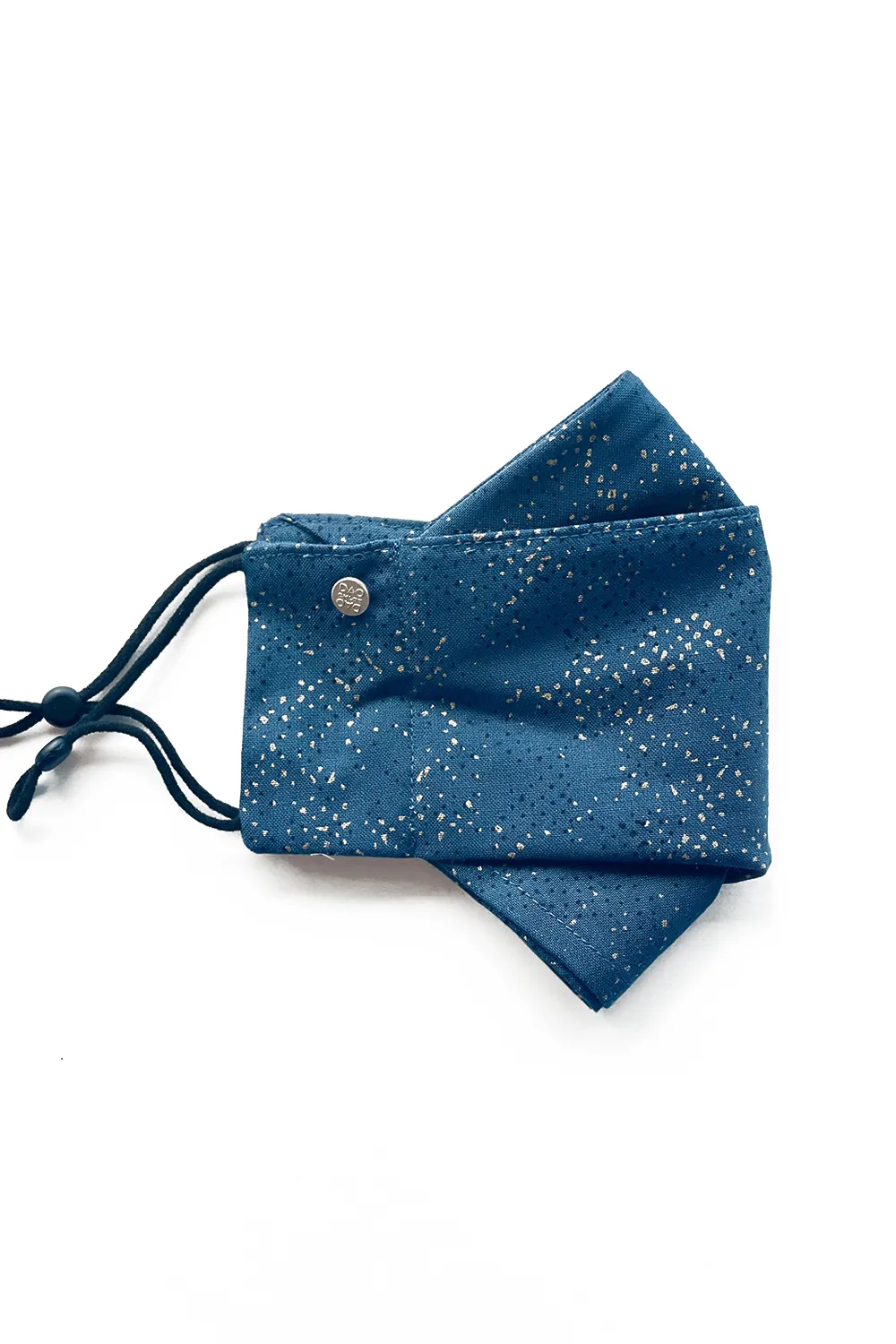 Gold Paint Splatter - Denim (Box Pleated Mask with Filter Pocket)