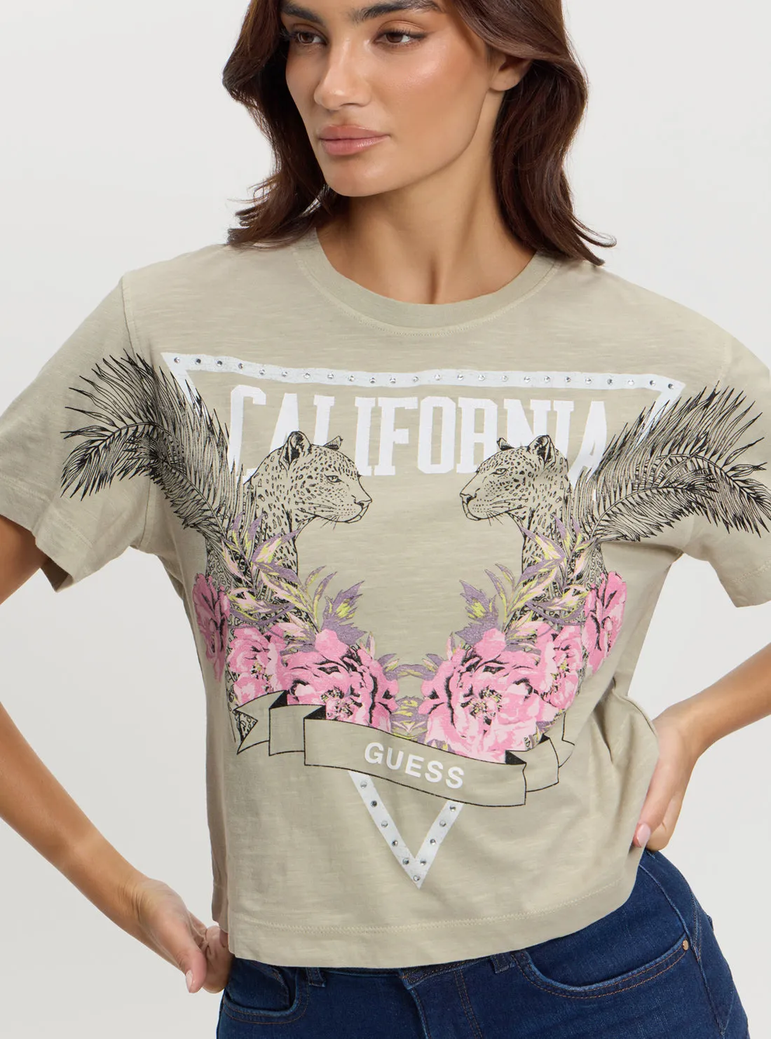 Green California Print T-Shirt