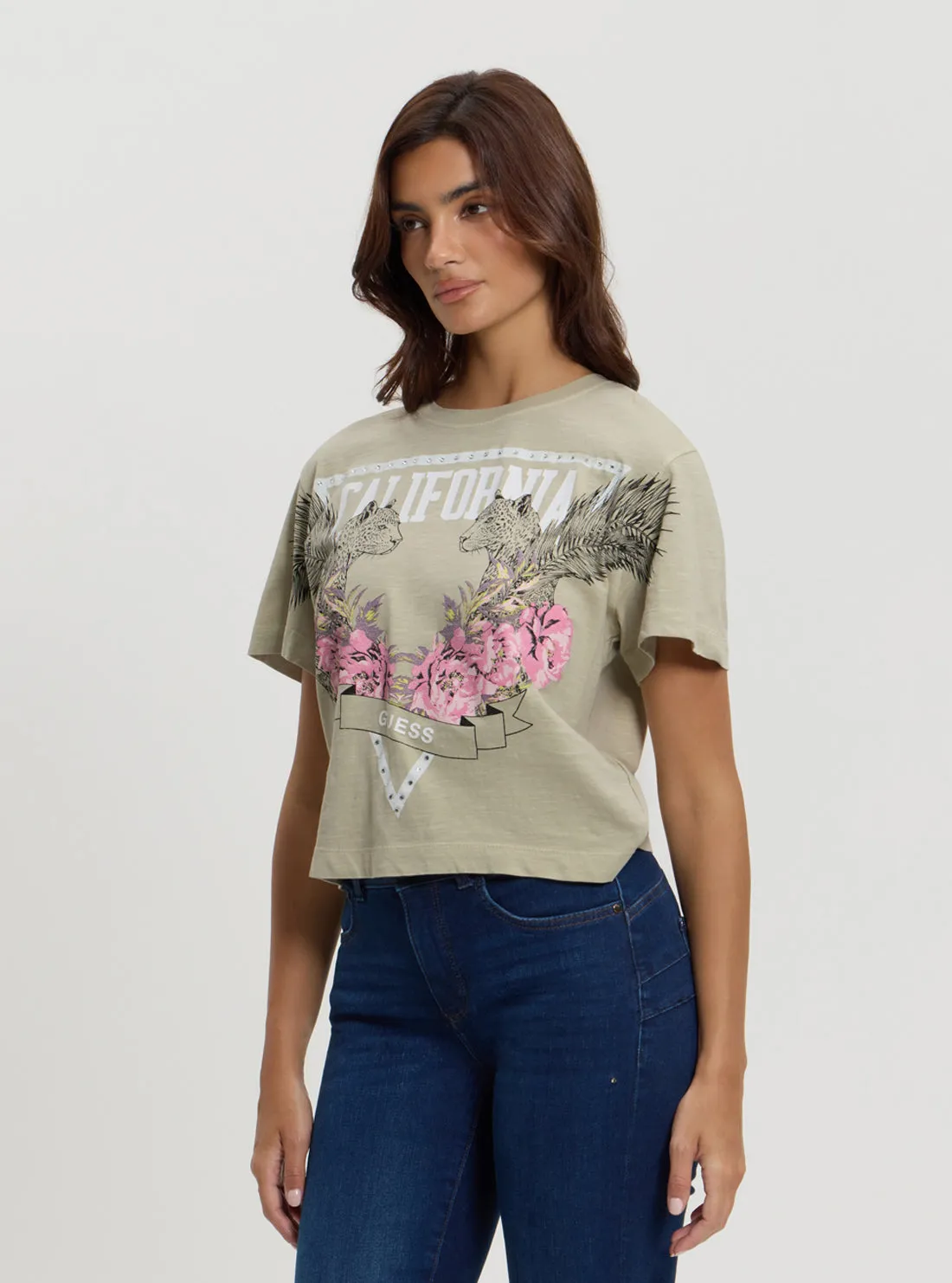 Green California Print T-Shirt