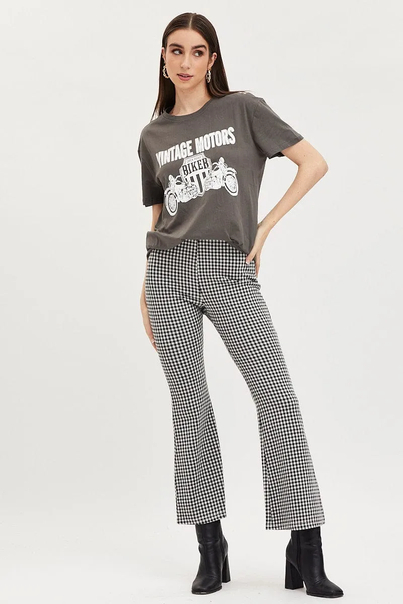 Grey Graphic T Shirt Short Sleeve