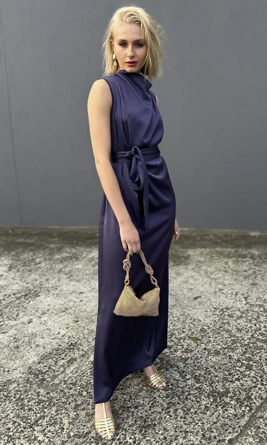 hoss Veronica Cowl Maxi -  Silk Aubergine