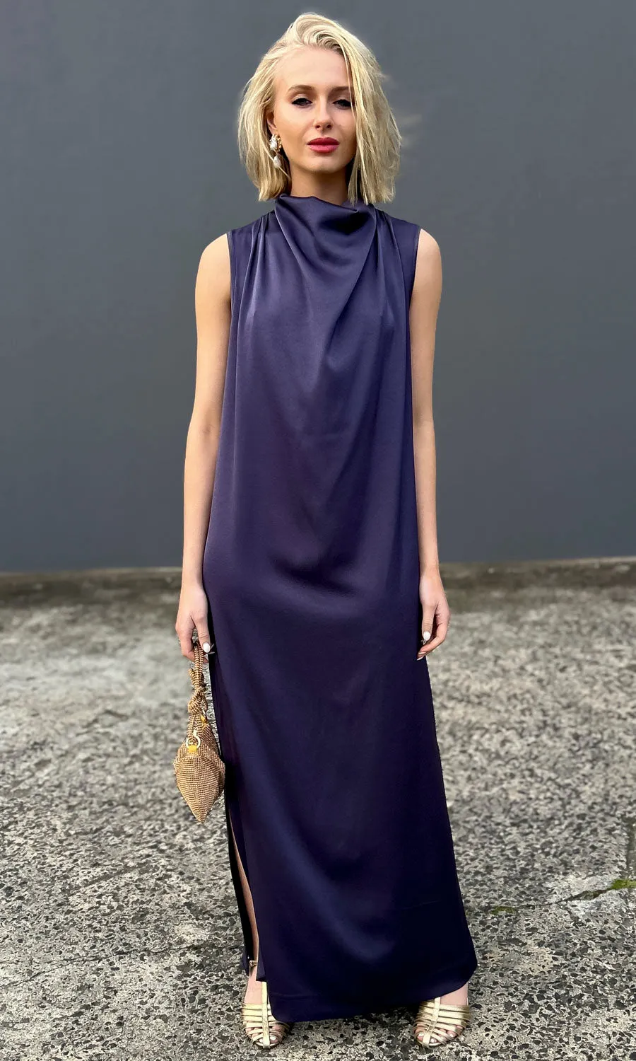 hoss Veronica Cowl Maxi -  Silk Aubergine