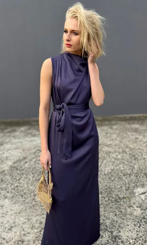 hoss Veronica Cowl Maxi -  Silk Aubergine