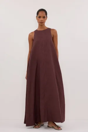 ISABELLE WALNUT LINEN MIDI DRESS