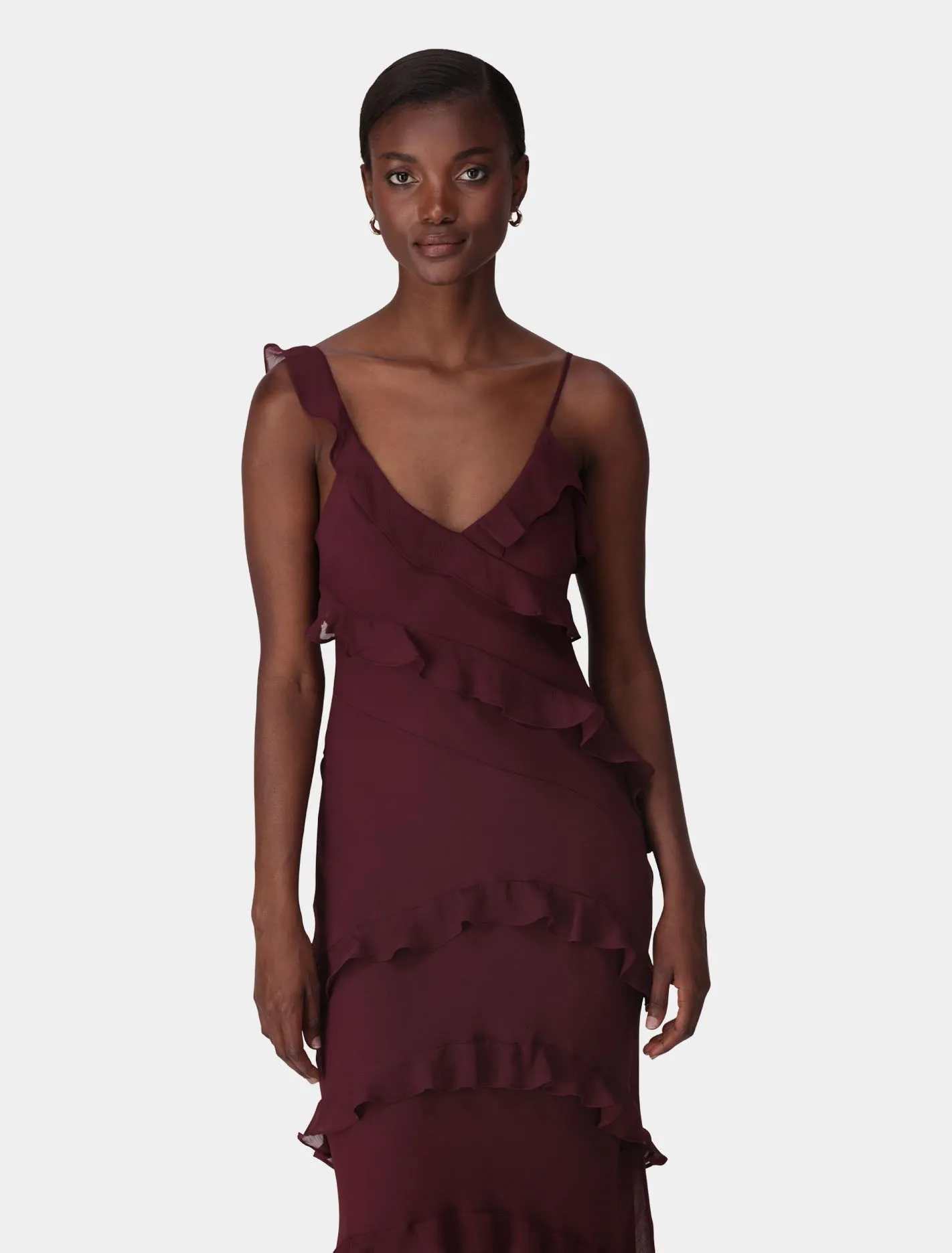 Isla Ruffle Asym Maxi Dress
