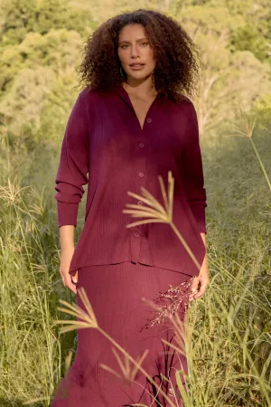 Knitted Cardigan in Plum
