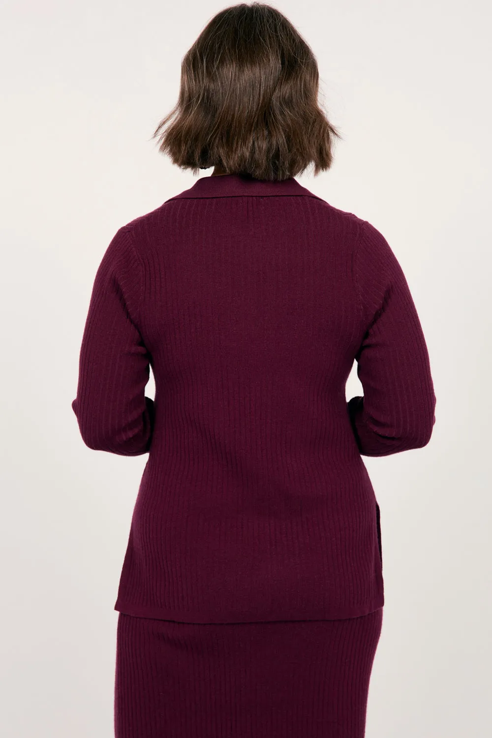 Knitted Cardigan in Plum