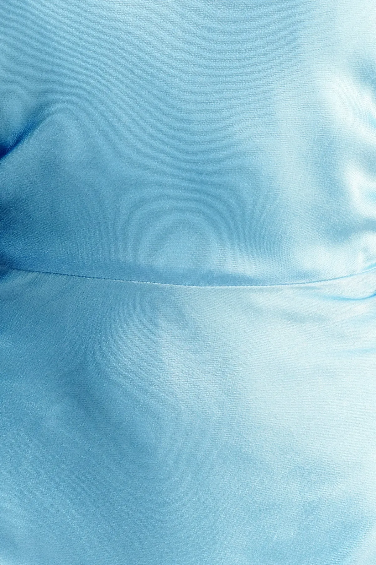 LA LUNE HIGH NECK RUCHED MAXI DRESS - ICEBERG BLUE