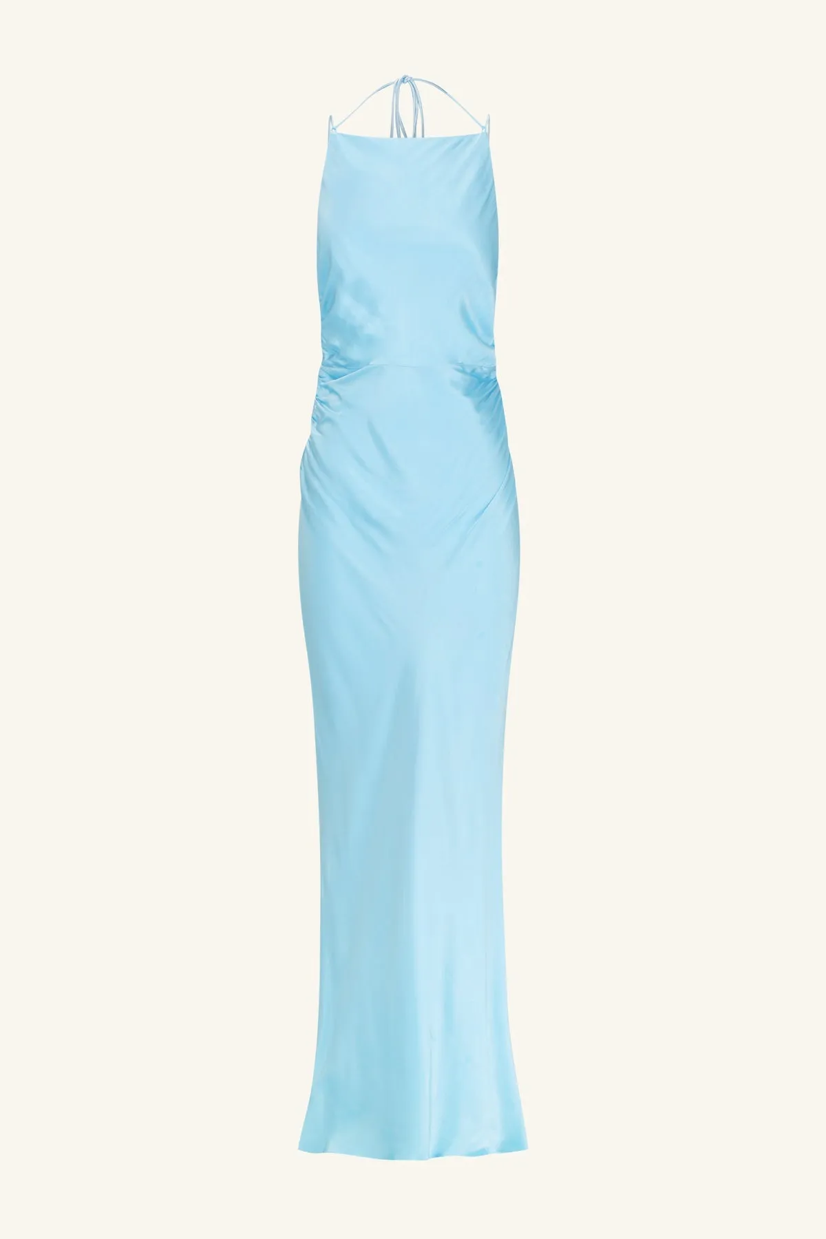 LA LUNE HIGH NECK RUCHED MAXI DRESS - ICEBERG BLUE