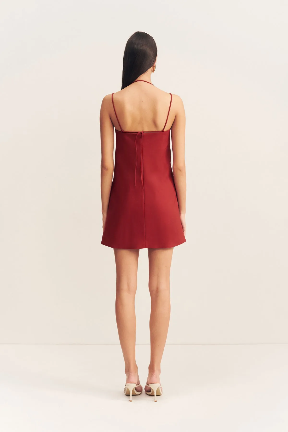 LANI TIE MINI DRESS - RED DAHLIA