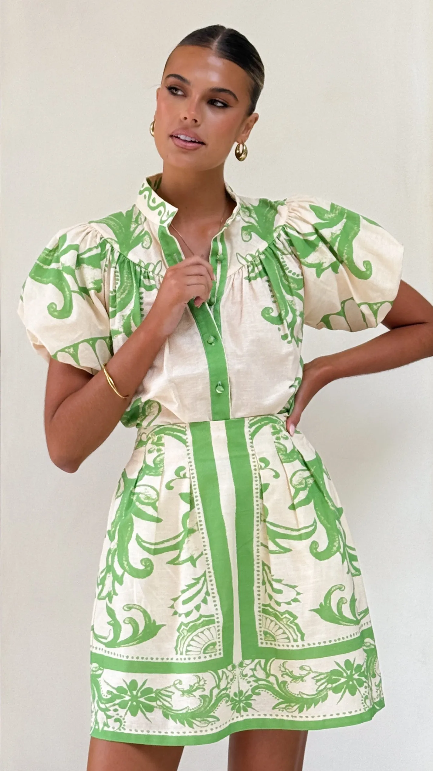 Lanie Shirt - Sage / Cream