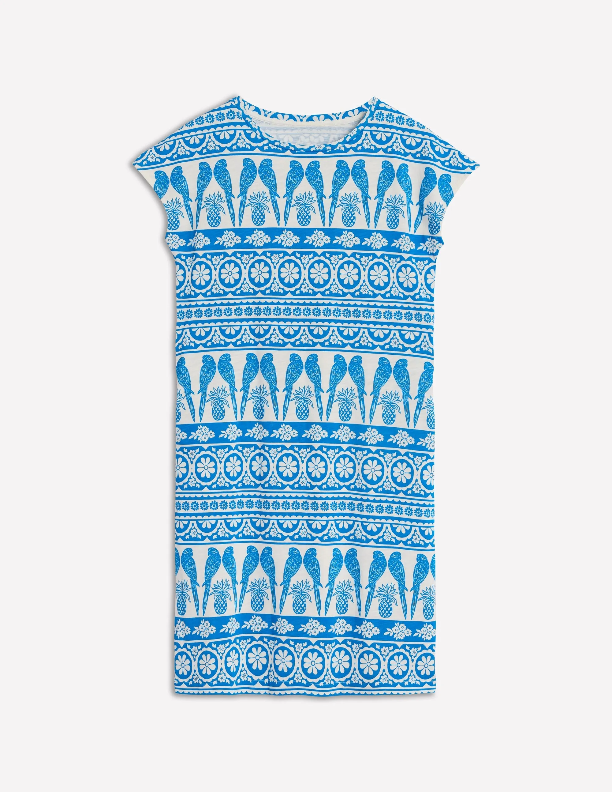 Leah Jersey T-shirt Dress-Cerulean Blue. Ornate Tropic