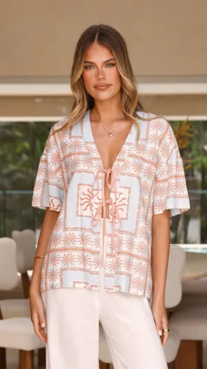 Leena Tie Top - Flores Print