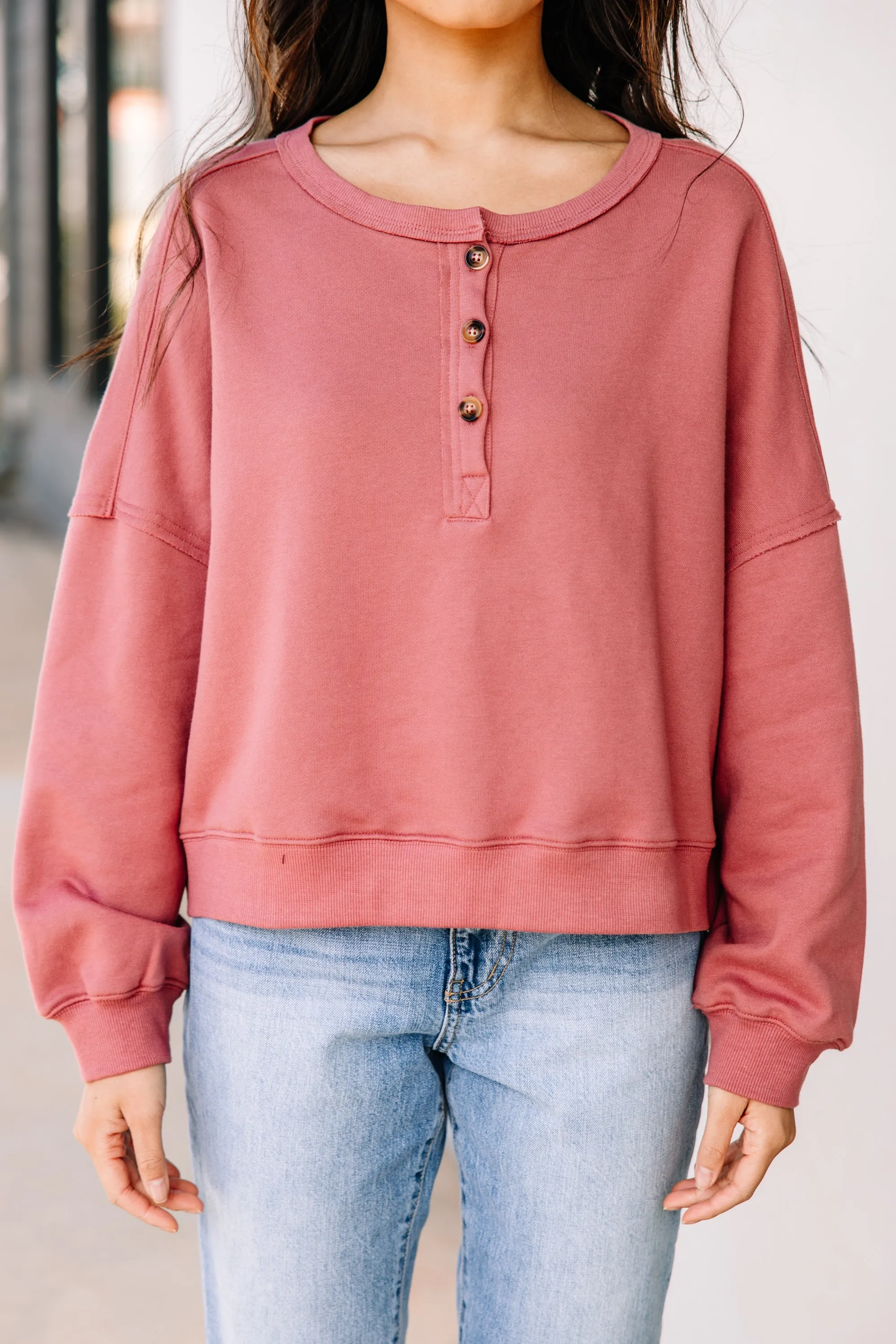 Looking Forward Deep Rose Pink Pullover