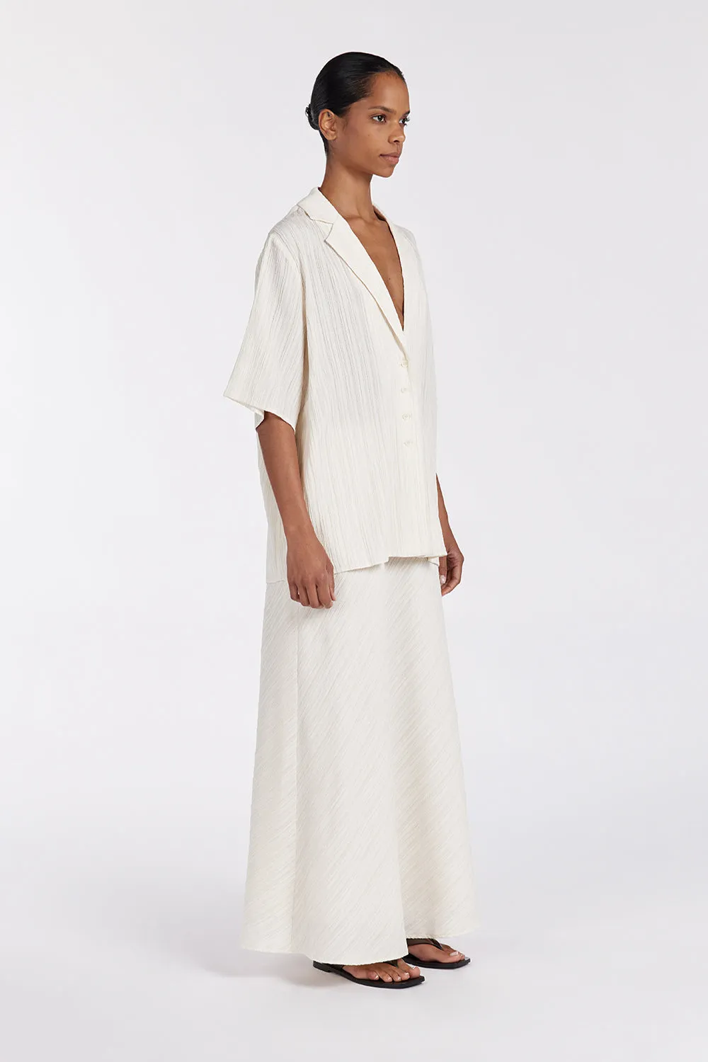 LOZ CREAM DRAWSTRING MIDI SKIRT