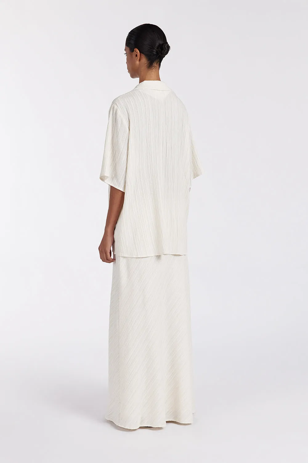LOZ CREAM DRAWSTRING MIDI SKIRT
