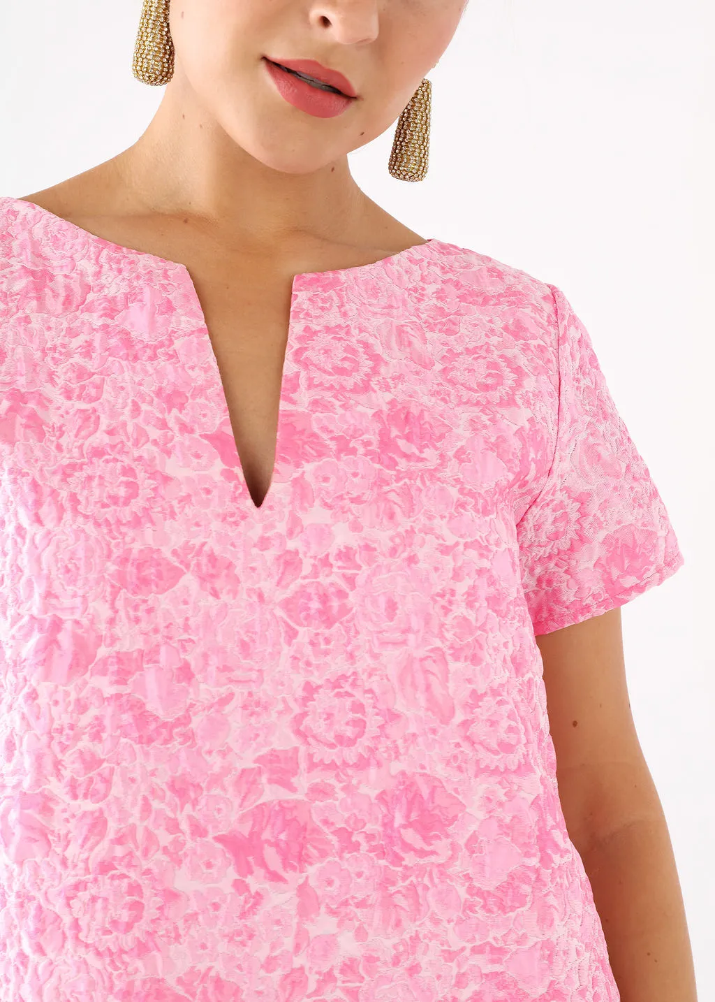 Lulu Dress Pink Bubble Jacquard