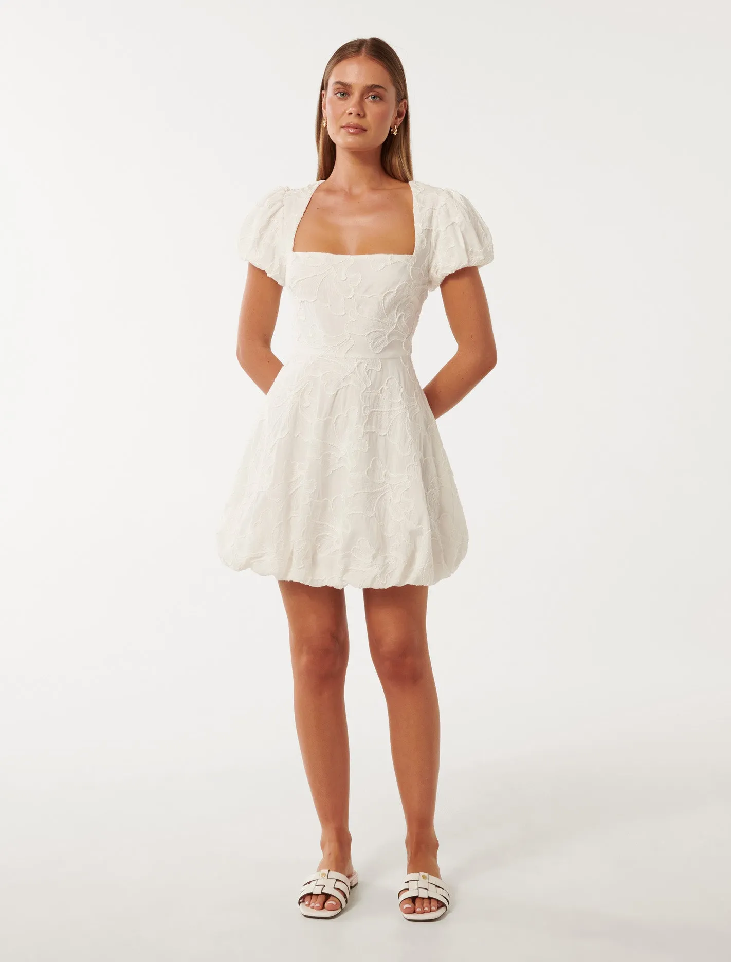 Maeve Bubble Hem Broderie Mini Dress