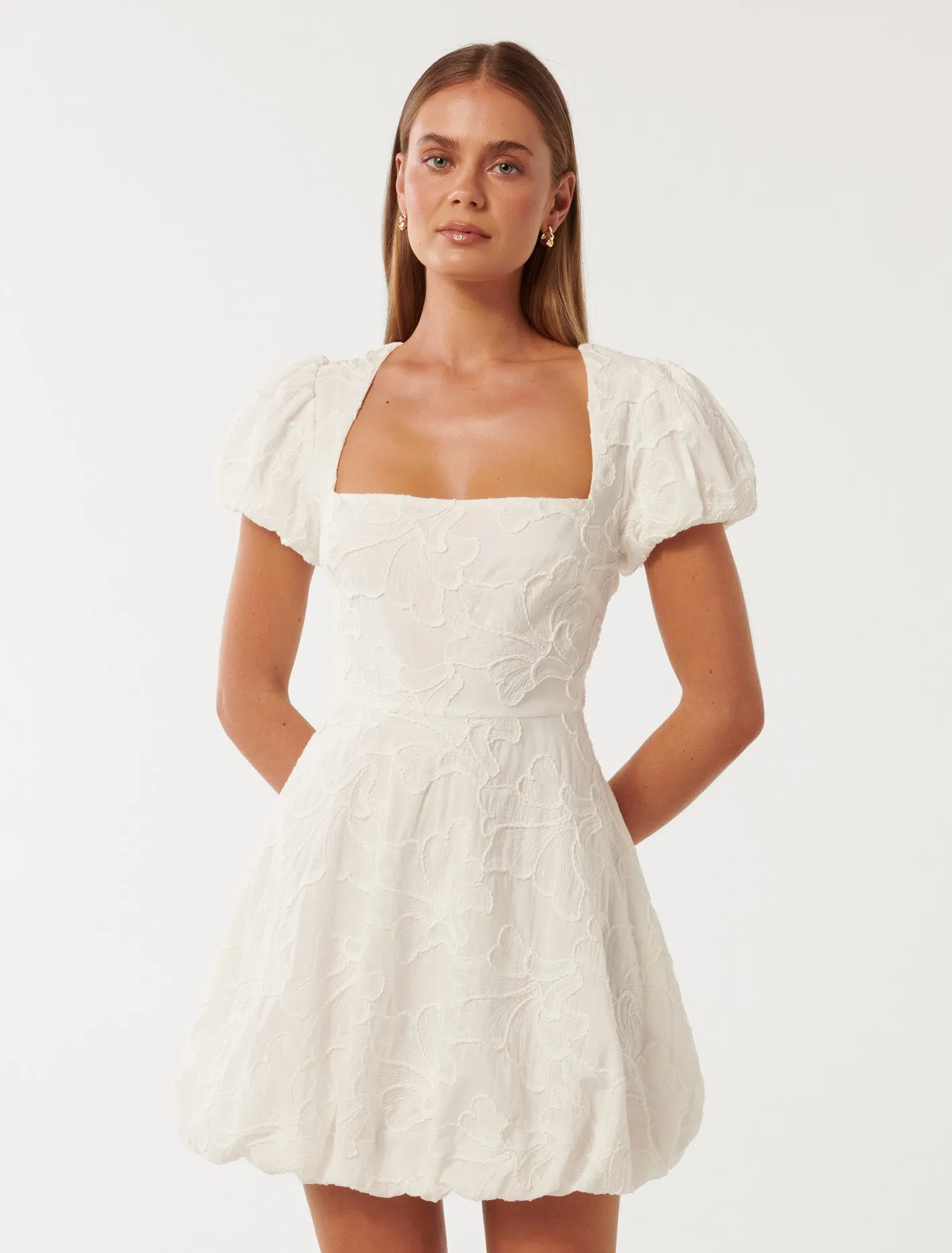 Maeve Bubble Hem Broderie Mini Dress