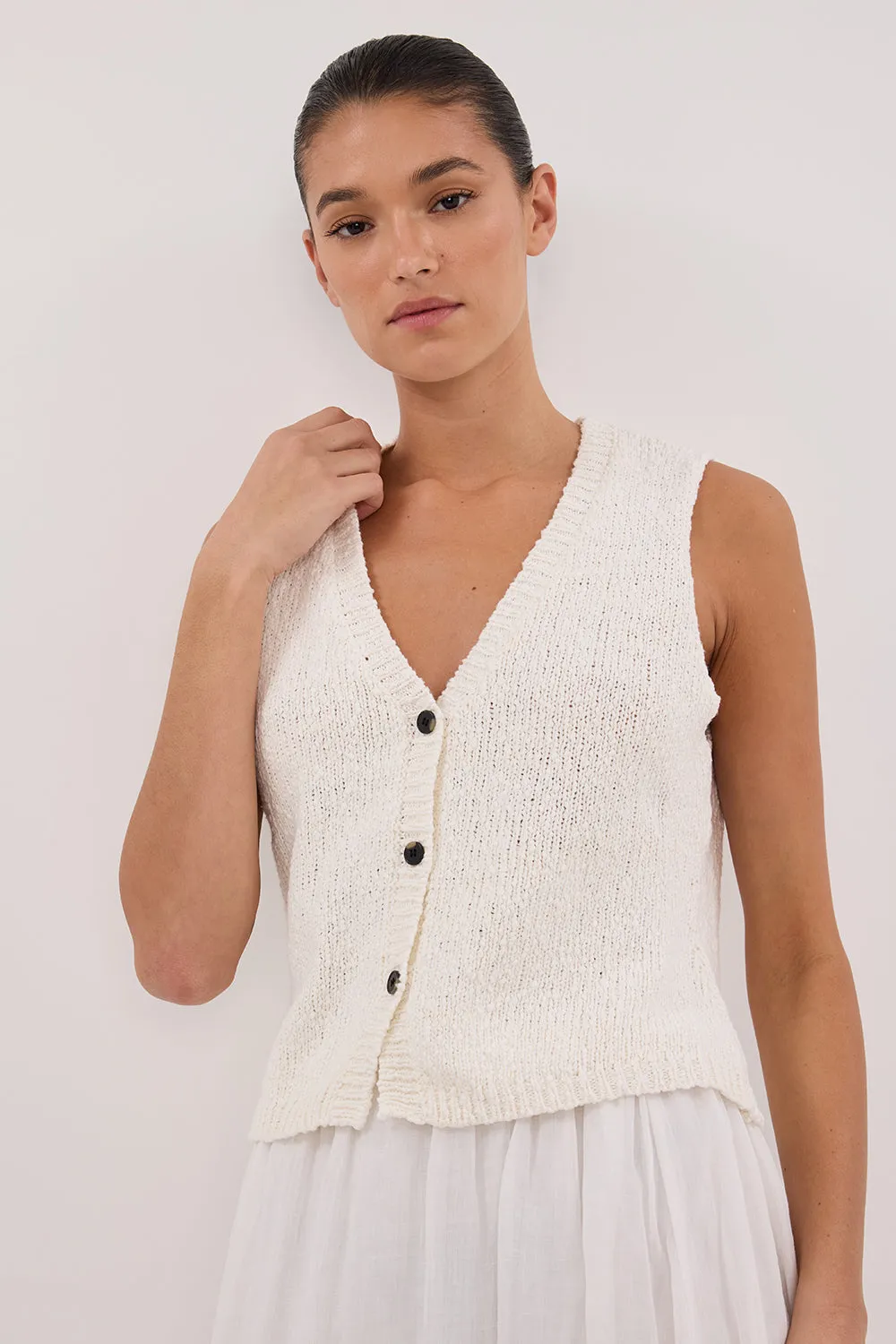 MARLOWE OFF WHITE BOUCLE VEST
