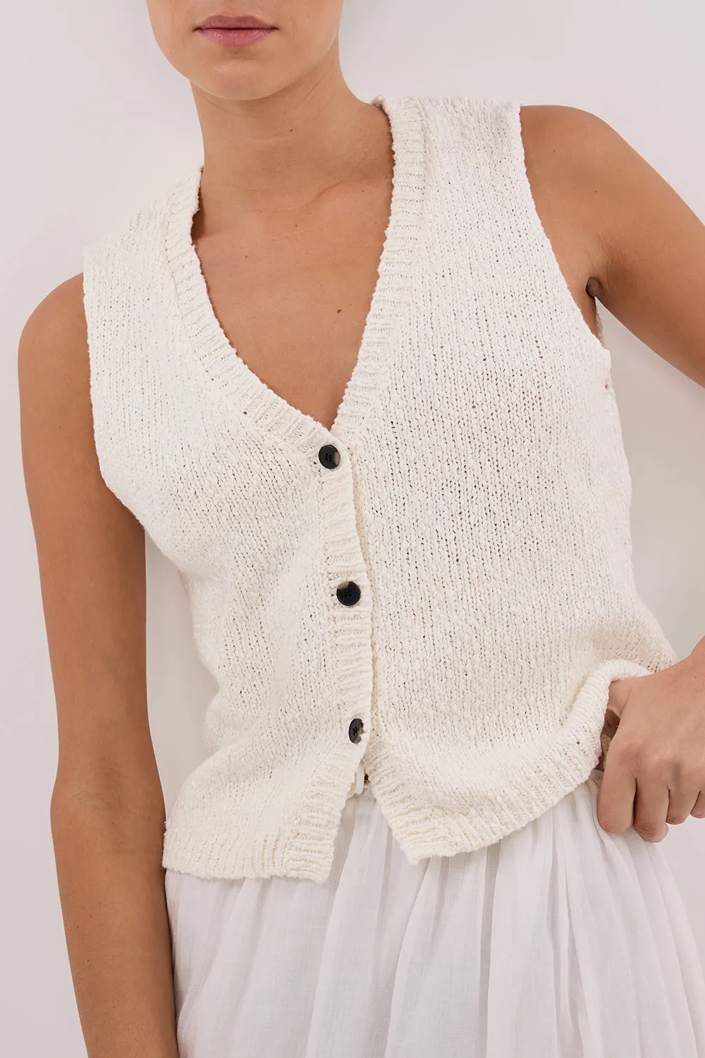 MARLOWE OFF WHITE BOUCLE VEST