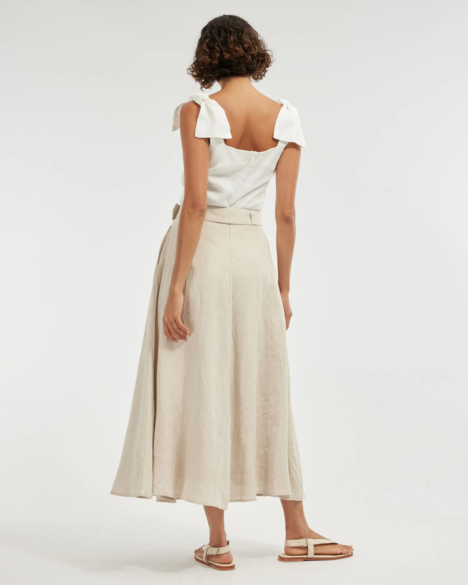Mavie Bow Linen Top - Ivory