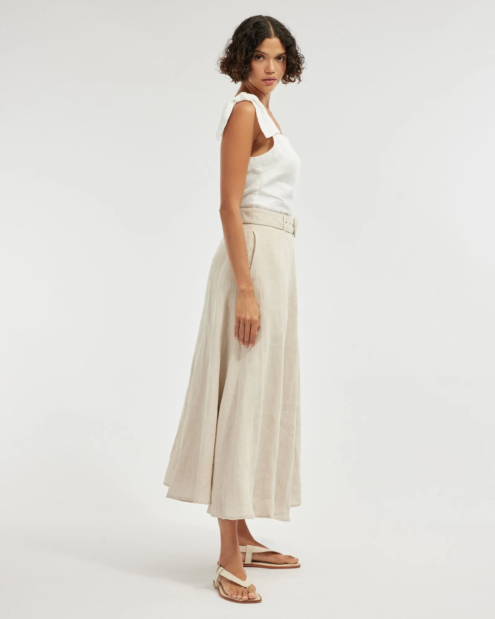 Mavie Bow Linen Top - Ivory