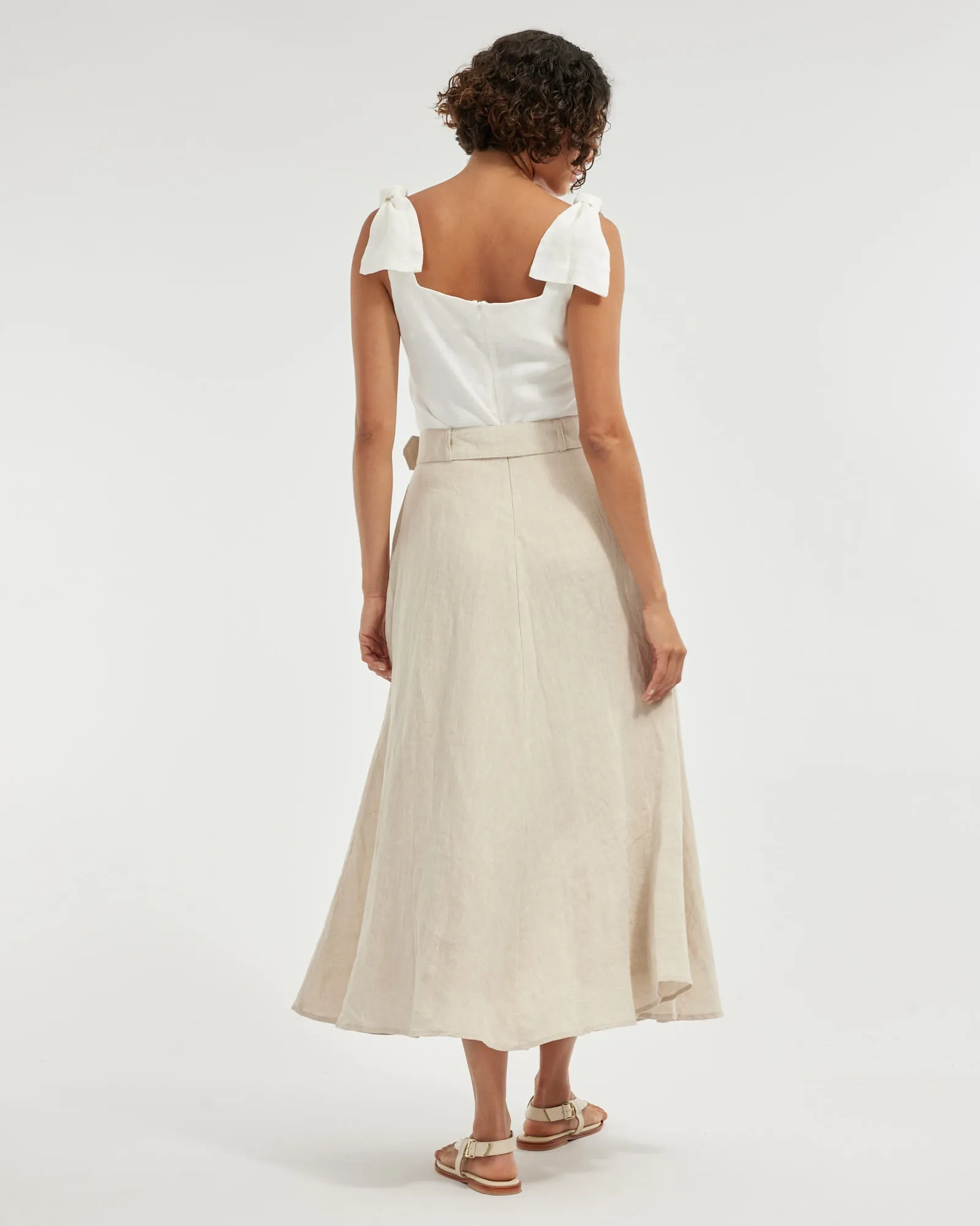 Mavie Bow Linen Top - Ivory