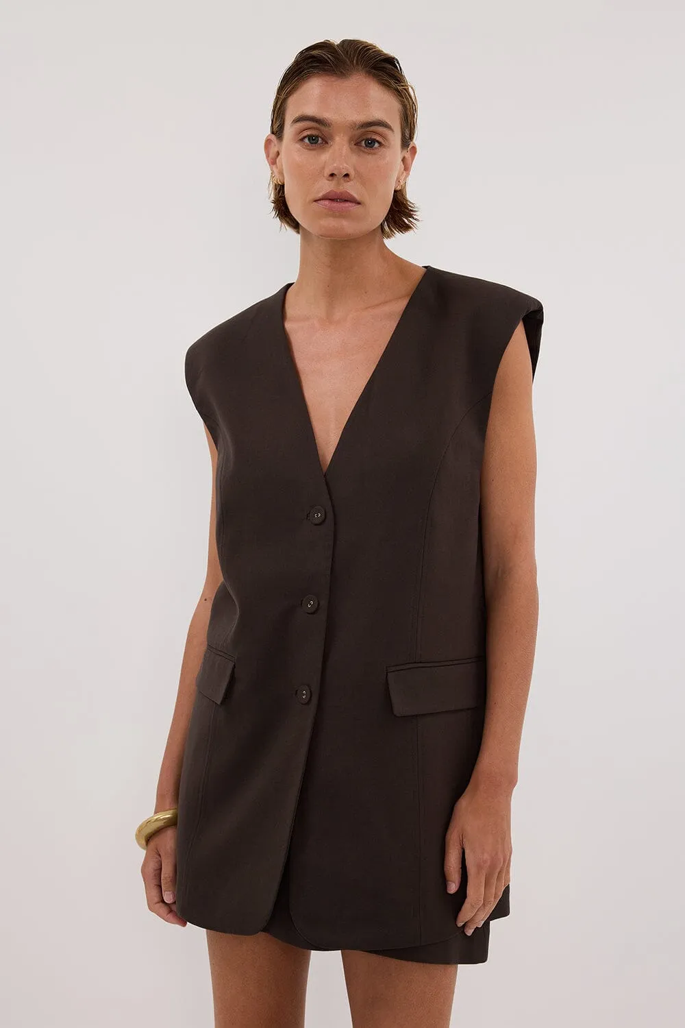 OLIVER BITTER CHOC OVERSIZED VEST