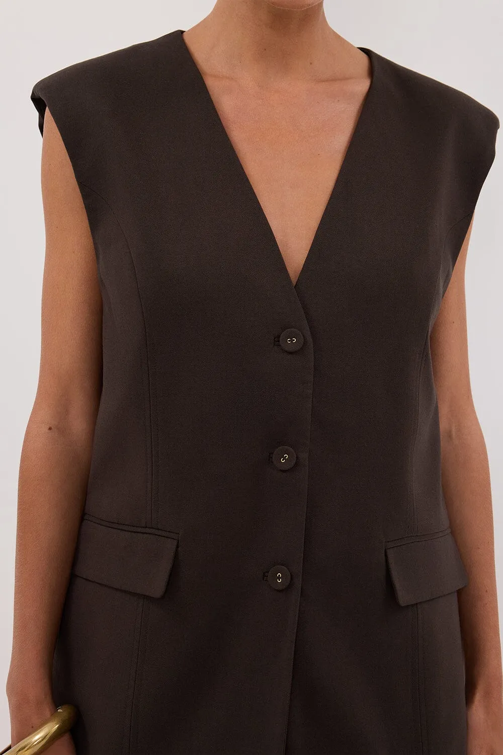 OLIVER BITTER CHOC OVERSIZED VEST