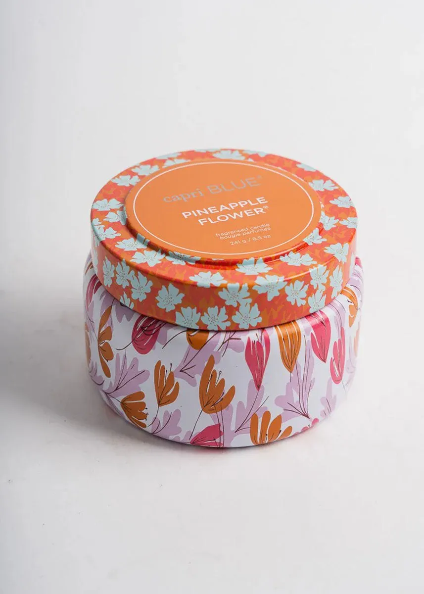 Pineapple Flower Pattern Play Travel Tin Candle - 8.5oz