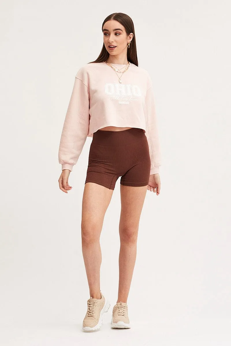 Pink Graphic T Shirt Short Sleeve Crop