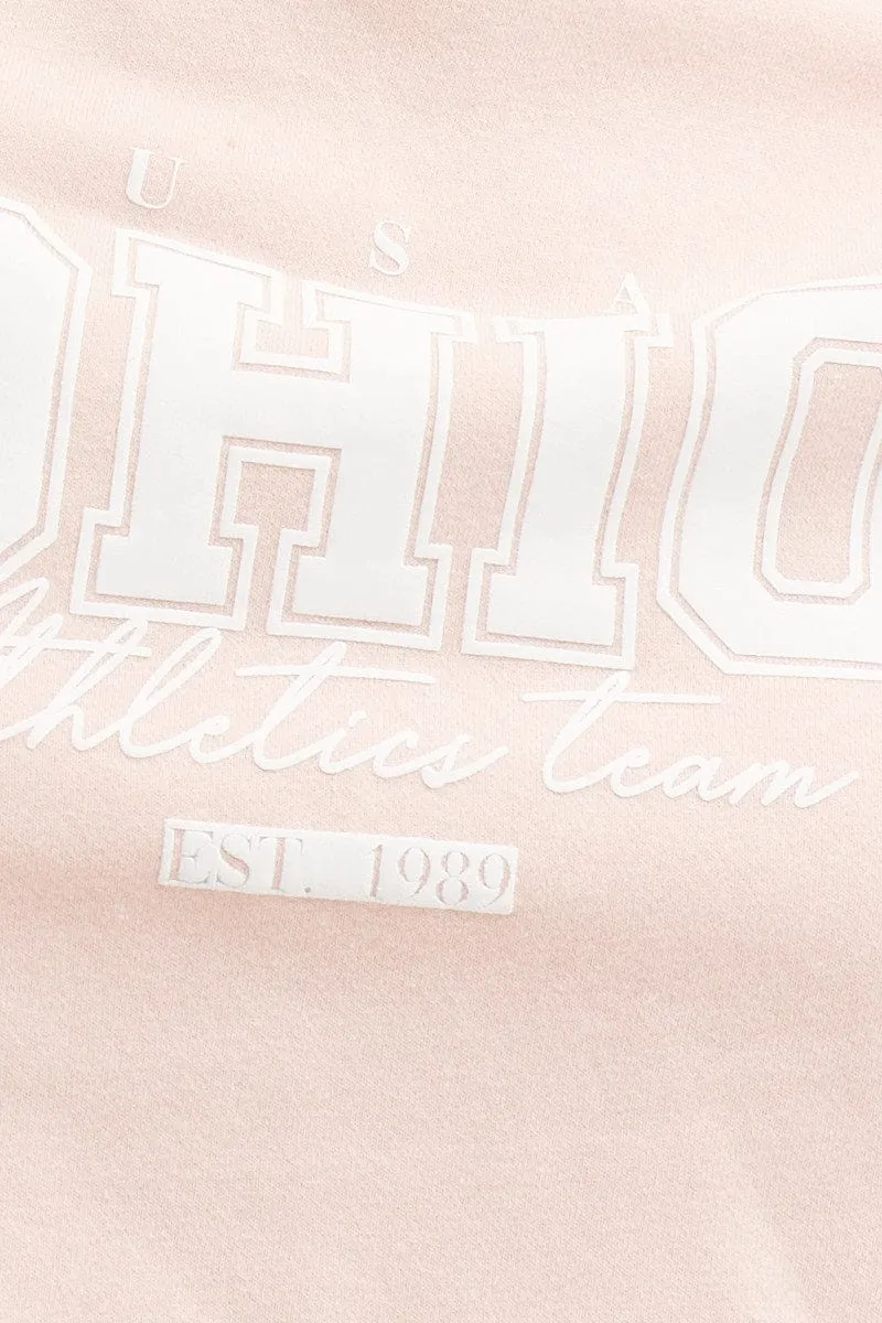 Pink Graphic T Shirt Short Sleeve Crop