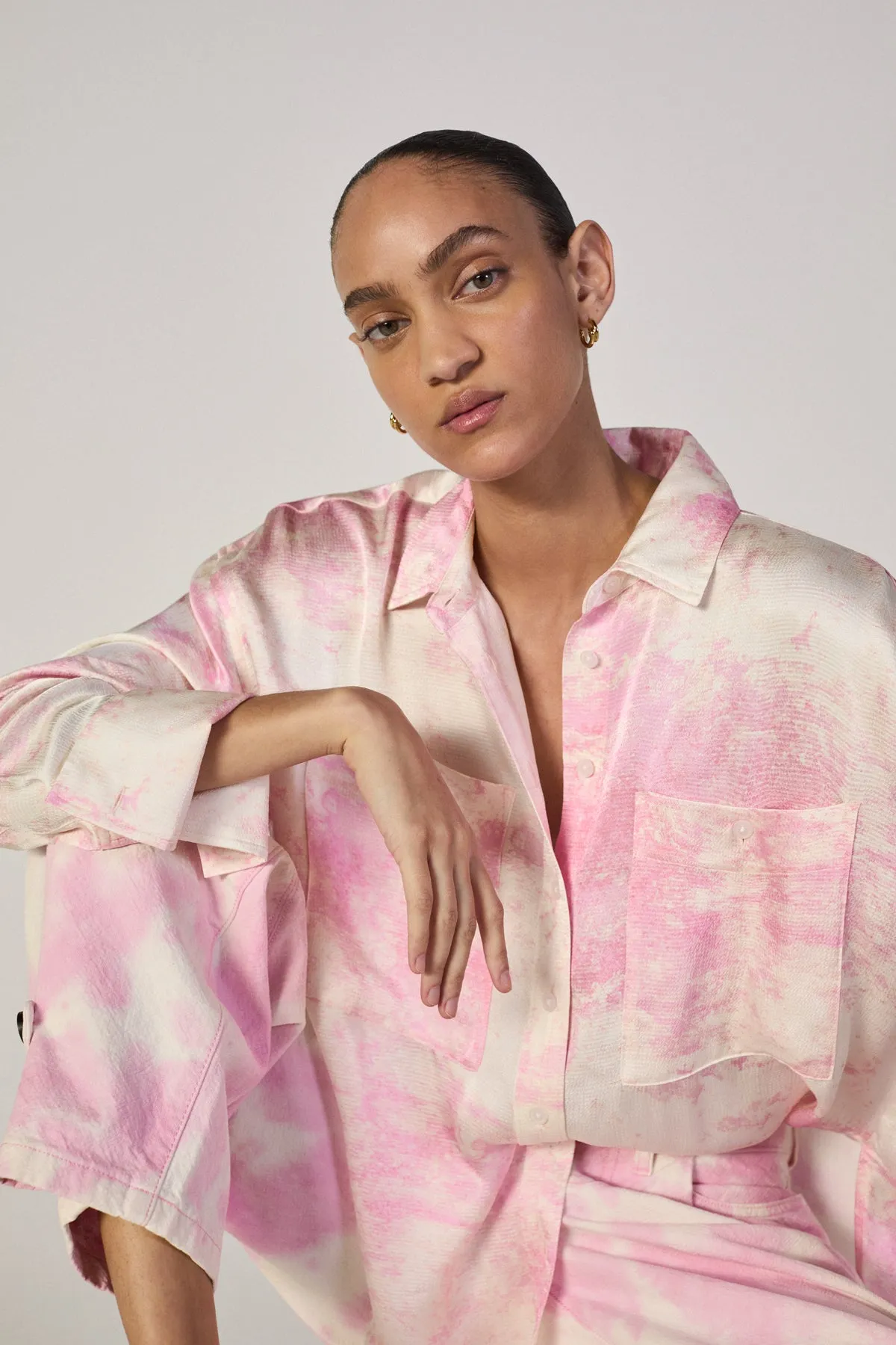 PINK TIE-DYE CUFFED TROUSERS