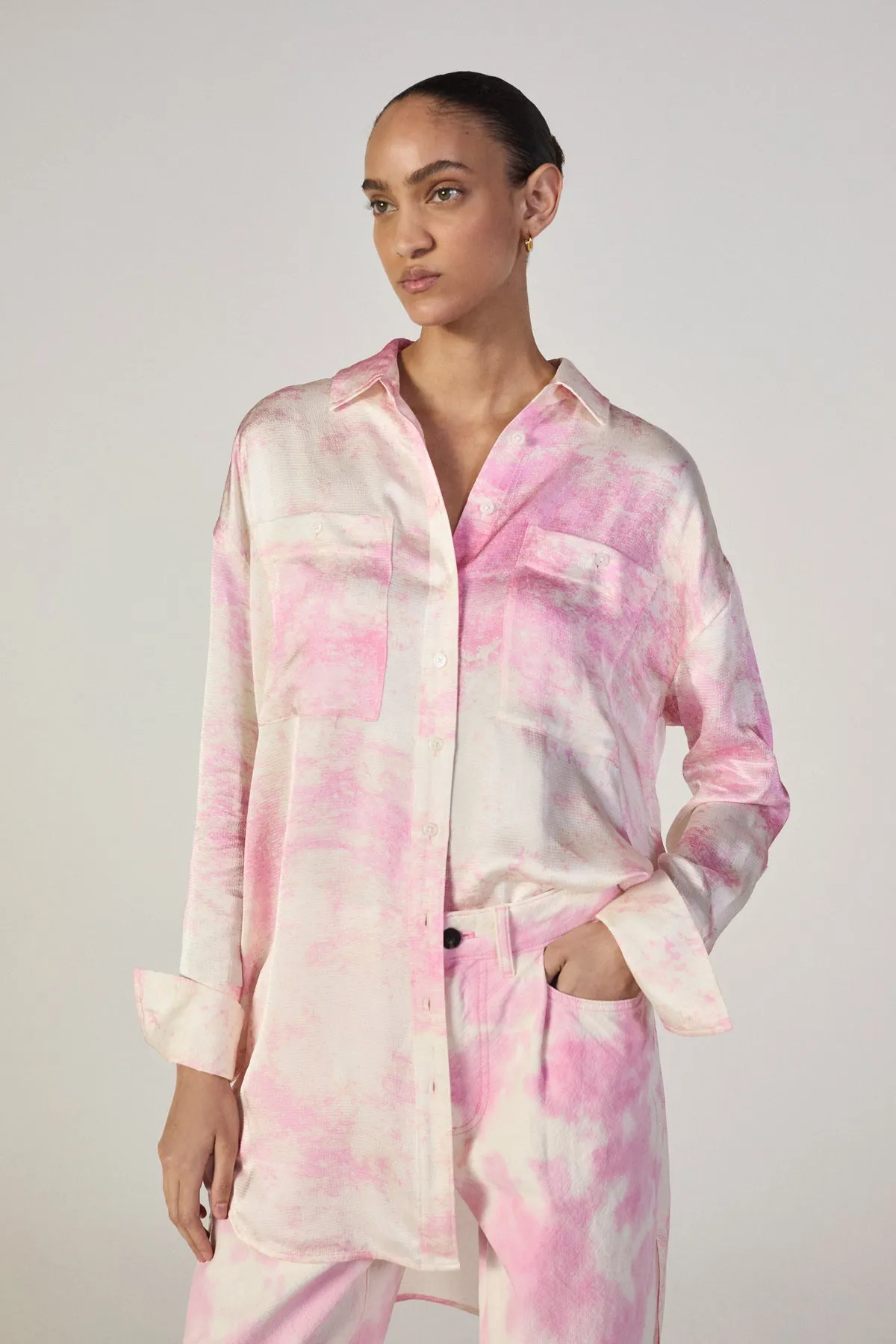 PINK TIE-DYE CUFFED TROUSERS