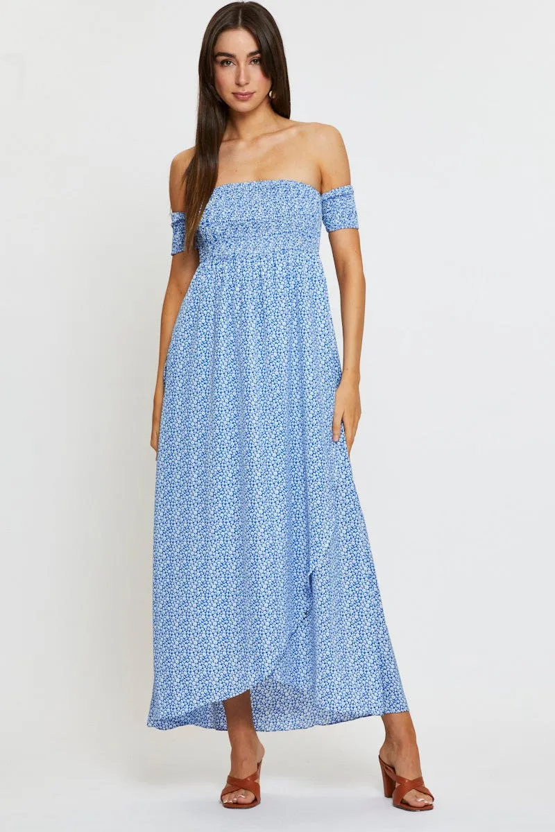 Print Maxi Dress Off Shoulder