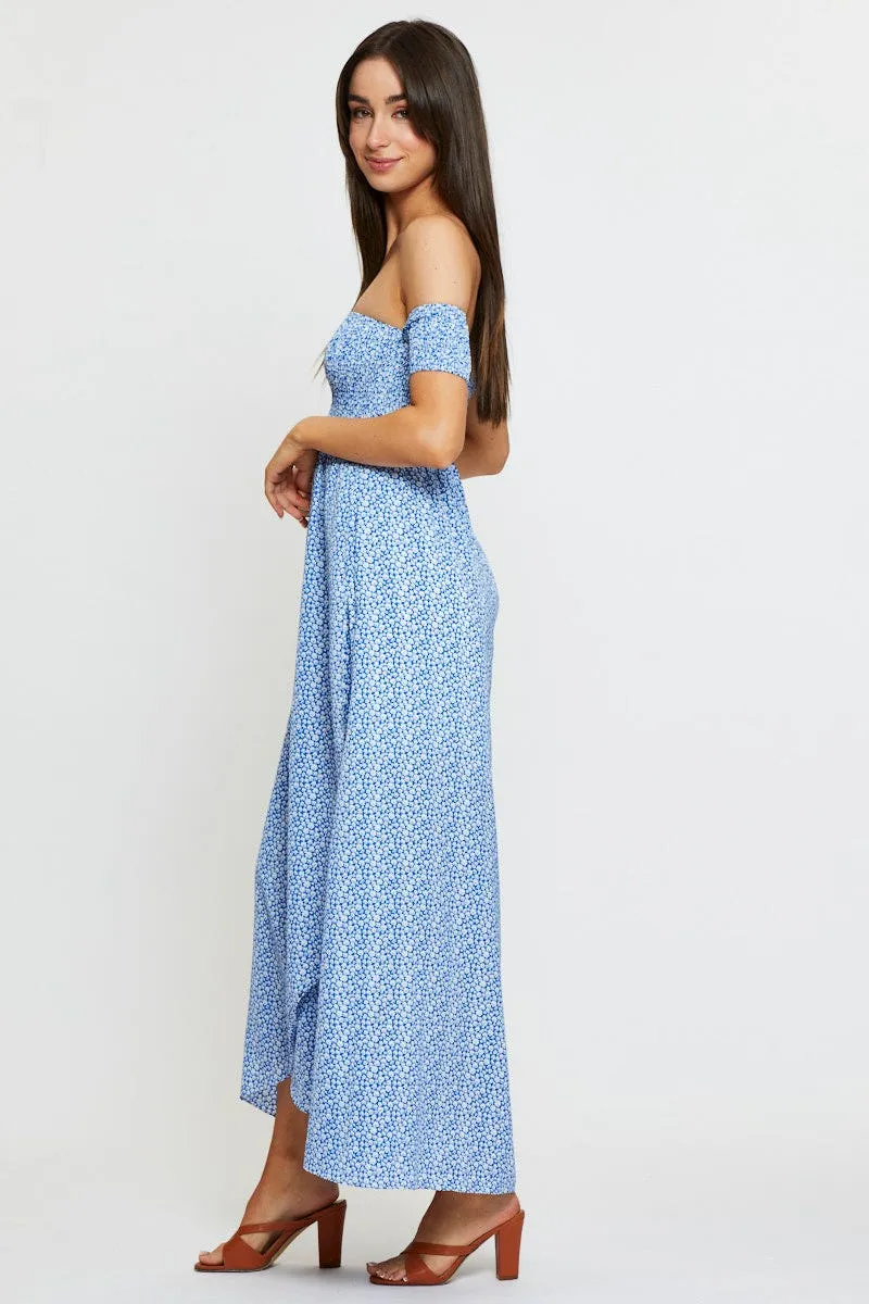 Print Maxi Dress Off Shoulder