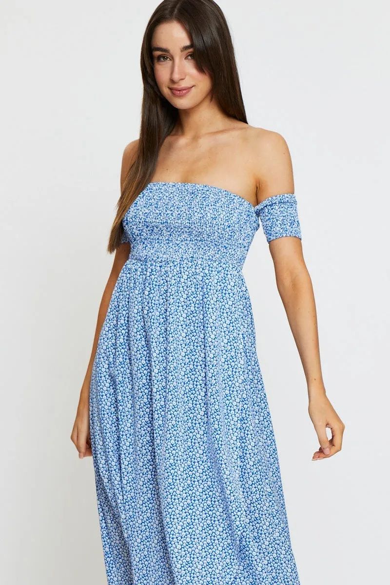 Print Maxi Dress Off Shoulder