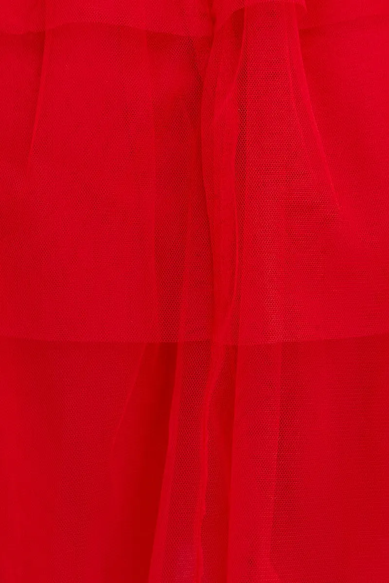 Red Skater Dress Sweet Heart Neck Lace