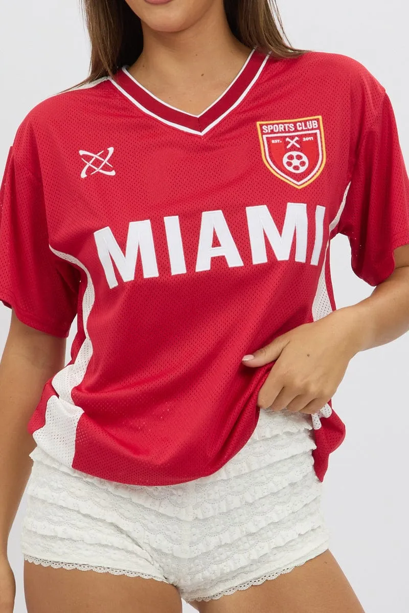 Red Sport Tee Short Sleeve