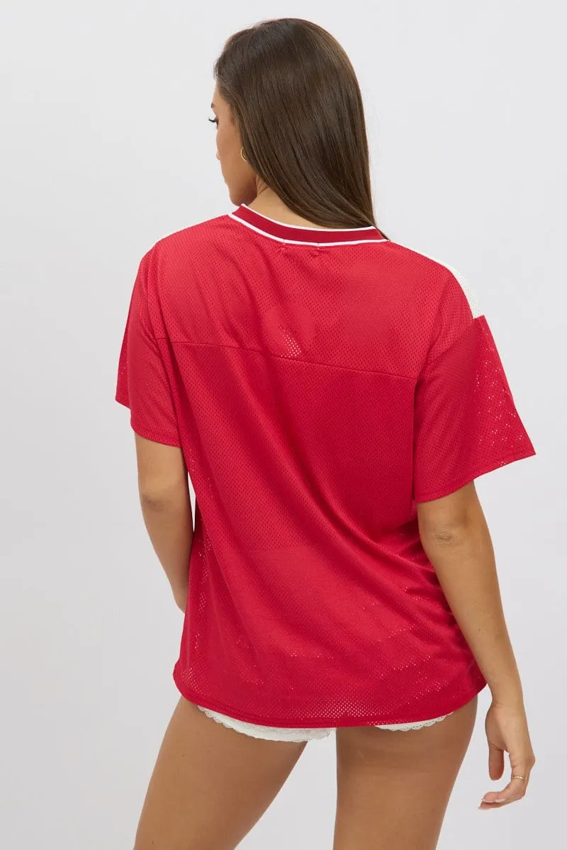 Red Sport Tee Short Sleeve