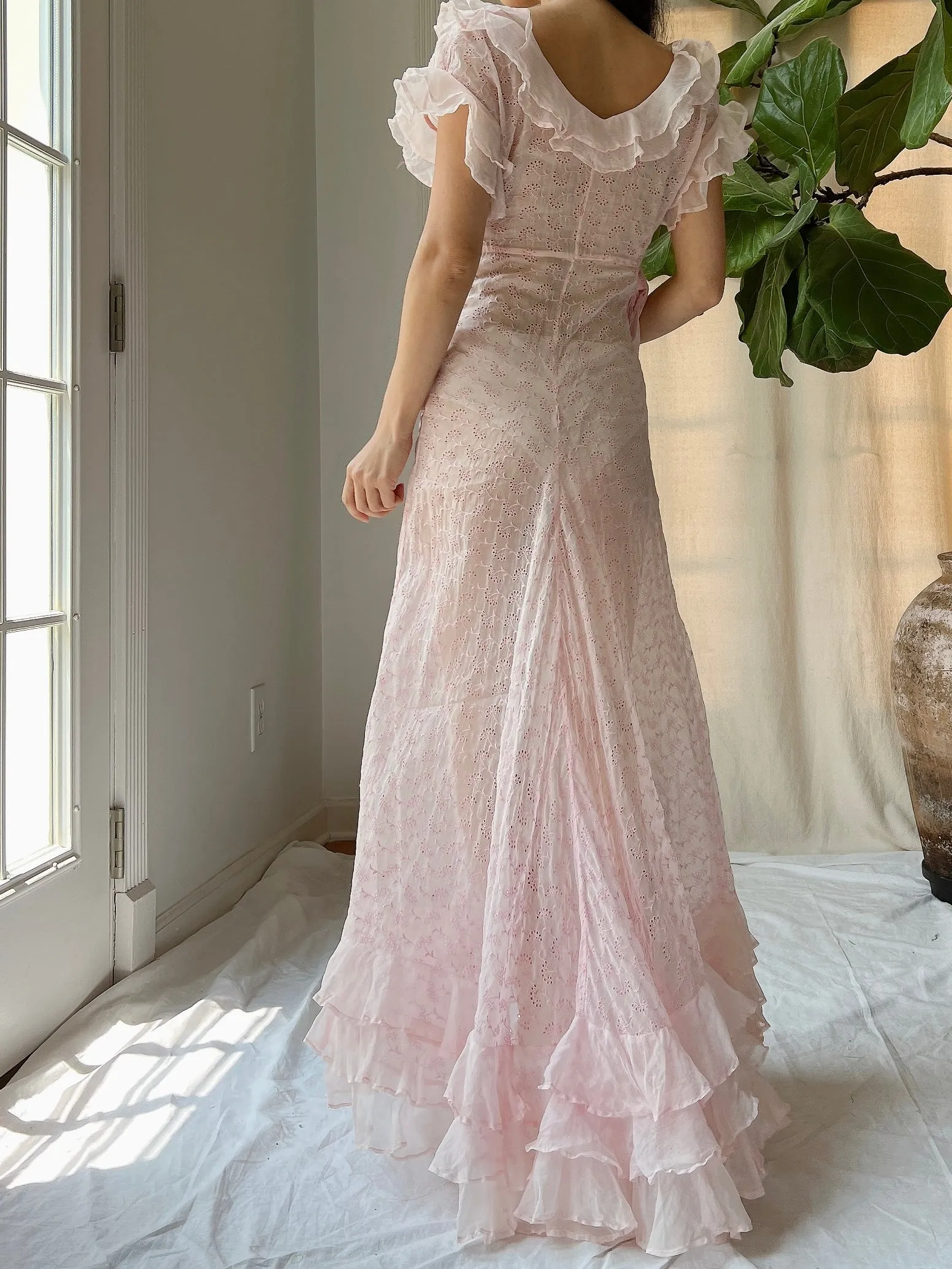 Reserved 1930s Organdy Embroidered Dress - XS